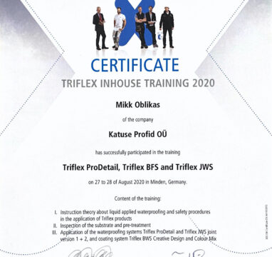 Triflex sertifikaat.