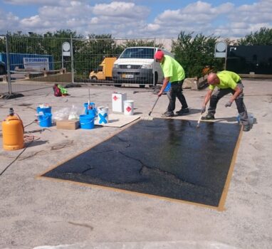 Triflex vedelplastiga parkla asfaltkatte tihendamine. Tehasekoolitus